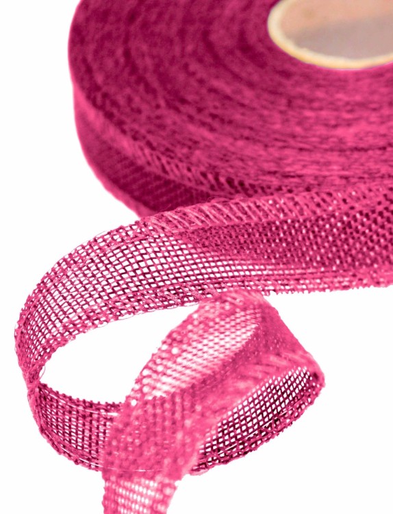 5511-25/A33 Лента декоративная из искусственного льна с проволокой 2,5 см*25 ярд коралловый 1/100