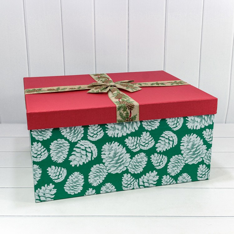 721636/2 Коробки Прямоугольные Набор 1/8 53*43*26 с бантом "Шишки"-1 1/1