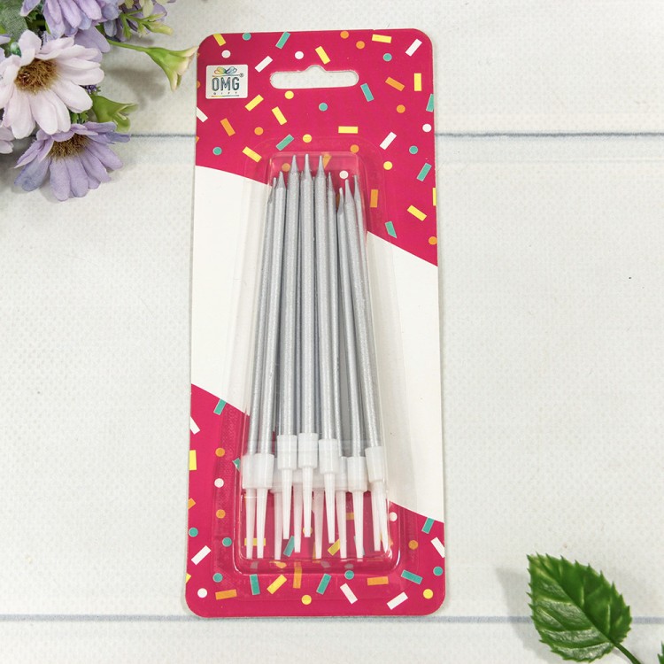 20010-30/2 Свечи для торта набор (12 шт.) 10см Серебряный 1/12 1/288 20010-30/2 Свечи для торта набор (12 шт.) 10см Серебряный 1/12 1/288