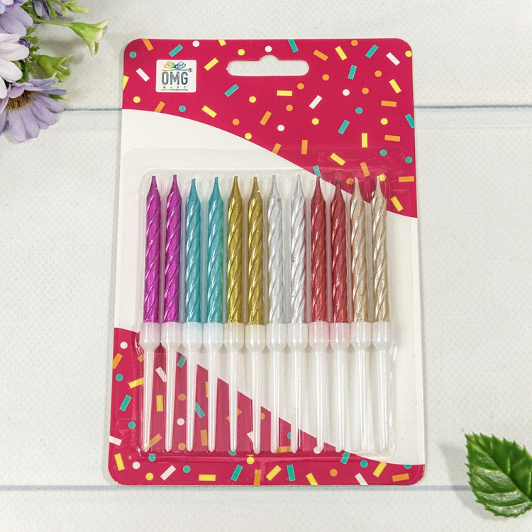 20010-8/3 Свечи для торта набор (12 шт.) 6,5см "Спираль" (микс) 1/24 1/288 20010-8/3 Свечи для торта набор (12 шт.) 6,5см "Спираль" (микс) 1/24 1/288