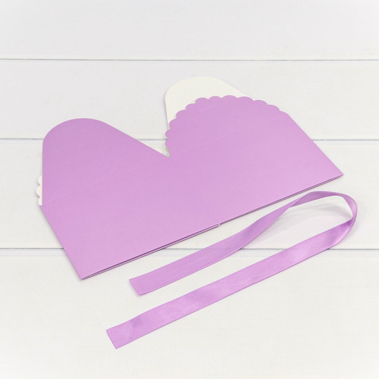 000920-7/1 Коробка Квадратная 14*14*10 сборная с атласной лентой Сиреневый 1/20 1/500