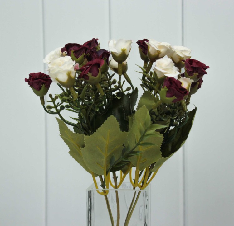 303-10-300/200 Искусственные цветы Розы Бежевый/Фиолетовый 30см 1/1 