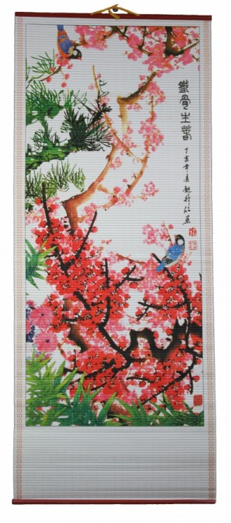W10 Бумажное панно с рисунком Сакура и птички 320х840 мм W10 Бумажное панно с рисунком Сакура и птички 320х840 мм