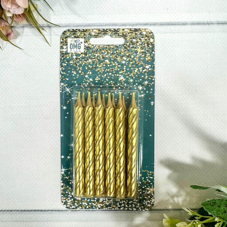 20010-95/23 Свечи для торта набор "Спираль" (12 шт.) 8см Золото 1/12 1/144 20010-95/23 Свечи для торта набор "Спираль" (12 шт.) 8см Золото 1/12 1/144