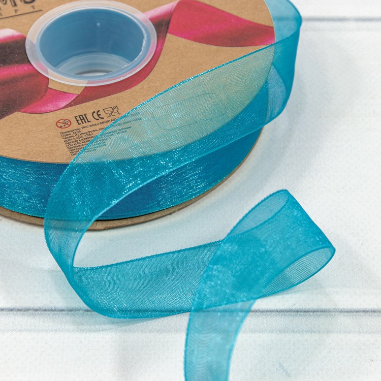 559-25/bk15 Лента Органза 2,5см*100ярд Лазурно-синий 1/8 1/32 559-25/bk15 Лента Органза 2,5см*100ярд Лазурно-синий 1/8 1/32