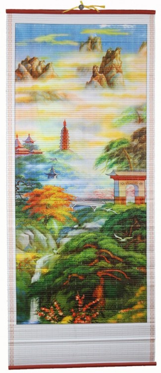 W12 Бумажное панно с рисунком Пагода 320х840 мм W12 Бумажное панно с рисунком Пагода 320х840 мм