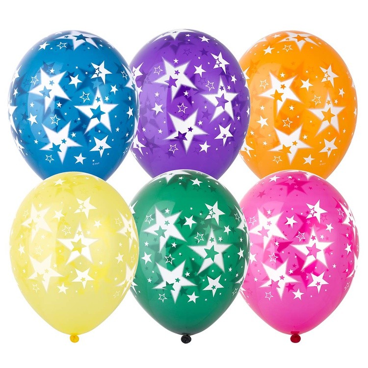 1103-0193 Набор шаров шёлк "Звезды большие" 14/36см (25шт) шар латекс