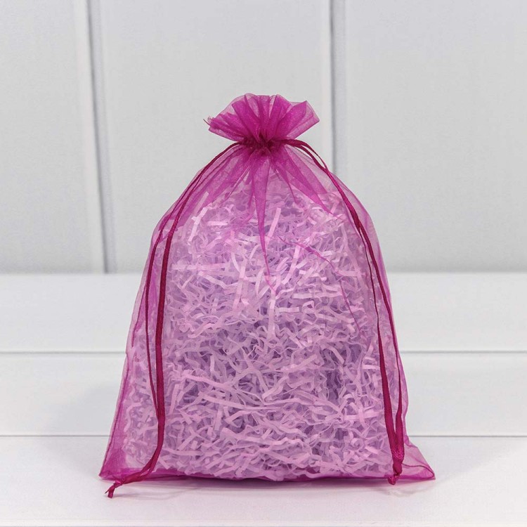 000801-8E Мешочки из органзы 17*23 см однотонные малиновый 1/100 1/3000