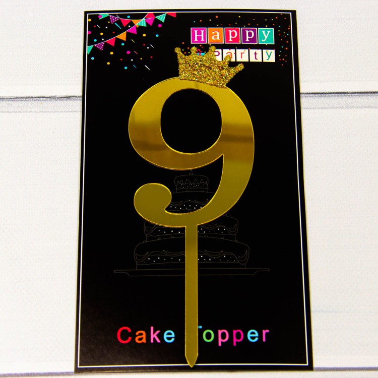 20018/9 Топпер "Цифра 9" 18*6см Золотой 1/20 1/500 20018/9 Топпер "Цифра 9" 18*6см Золотой 1/20 1/500