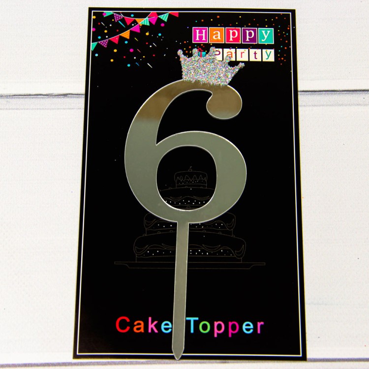 20019/6 Топпер "Цифра 6" 18*6см Серебряный 1/20 1/500 20019/6 Топпер "Цифра 6" 18*6см Серебряный 1/20 1/500