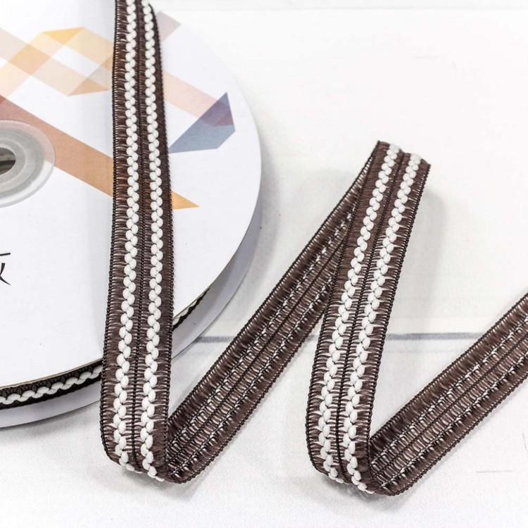 544-15/151 Лента декоративная с бахромой (полиэстер) 1,5 см*25 ярд кофейный 1/8 1/192