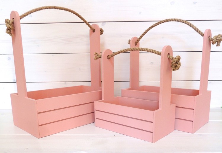 0011670 Ящик для декора Набор 3 в 1 (29*18*33,25*15*30,21*12*23) Пудра пастель