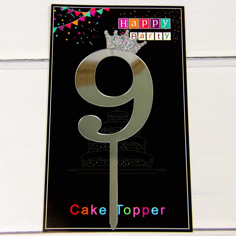 20019/9 Топпер "Цифра 9" 18*6см Серебряный 1/20 1/500 20019/9 Топпер "Цифра 9" 18*6см Серебряный 1/20 1/500