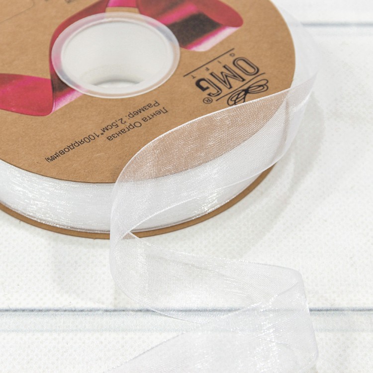 559-25/1001 Лента Органза 2,5см*100ярд Белый 1/8 1/32 559-25/1001 Лента Органза 2,5см*100ярд Белый 1/8 1/32