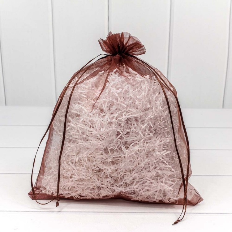 000801-9C Мешочки из органзы 26*32 см однотонные кофейный 1/100 1/2000