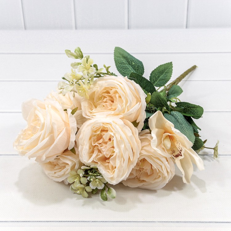 303-06-048/03 Искусственные цветы Роза пионовидная (6 Цветов) 48см Кремовый 1/1