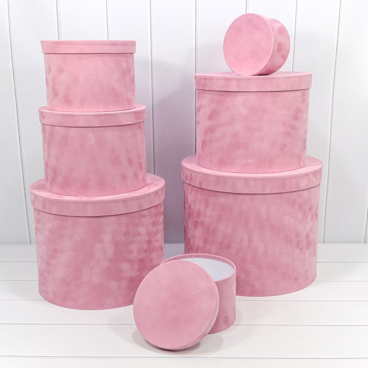 721420/2	Коробки Цилиндр Набор 1/7 40*33 "Бархатный" Розовый 1/1