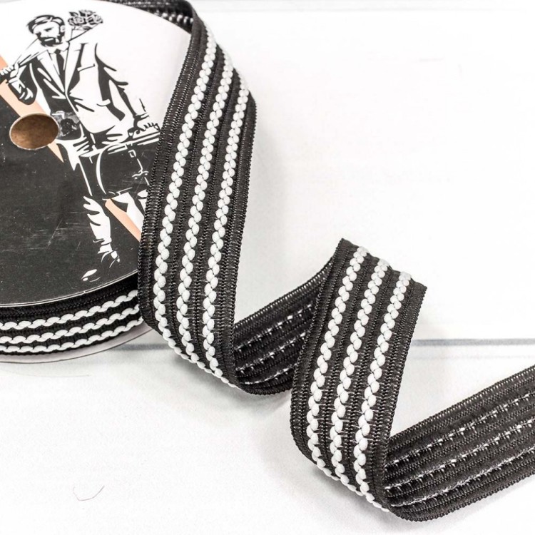 545-25/171 Лента декоративная с бахромой (полиэстер) 2,5 см*18 ярд черный 1/8 1/192