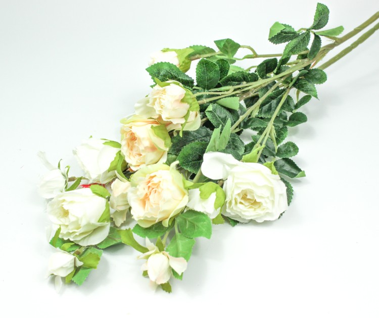 303-02-088/03 Искусственные цветы Кустовые Розы 80 см белый микс 1/2 