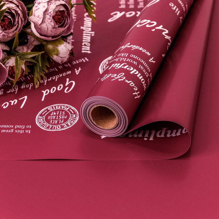 1601/2041 Плёнка 0,58*10м матовая с печатью 65мкм Вишнёвый 1/30 1601/2041 Плёнка 0,58*10м матовая с печатью 65мкм Вишнёвый 1/30