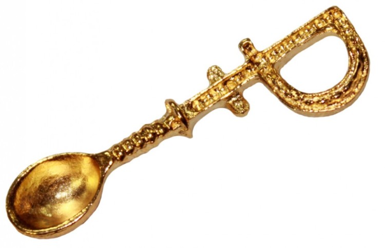 L007G Позолоченная рублевая ложка-загребушка  35 мм