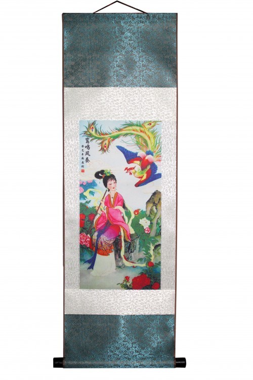 888102-27 Панно из шёлка "Девушка и Феникс"(34,5х96 см) 888102-27 Панно из шёлка "Девушка и Феникс"(34,5х96 см)