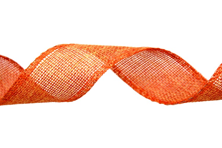 5511-25/10 Лента декоративная из искусственного льна с проволокой 2,5 см*25 ярд оранжевый 1/100