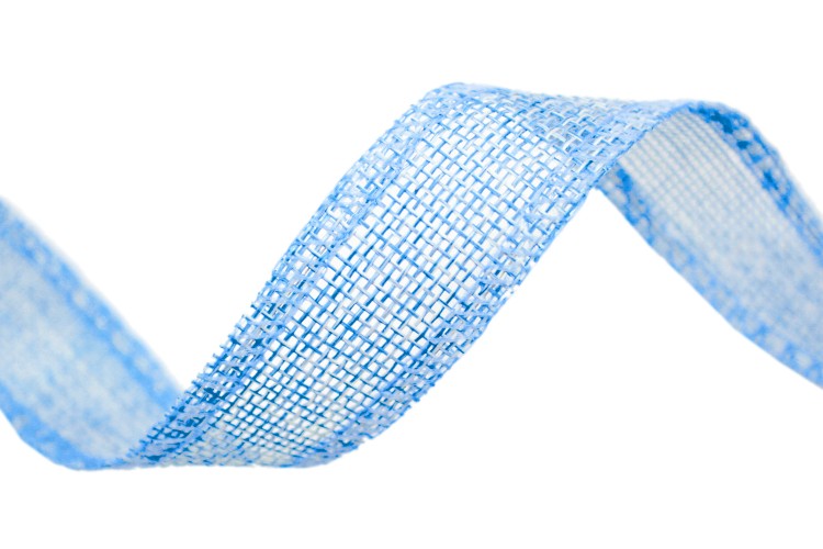 5511-25/11 Лента декоративная из искусственного льна с проволокой 2,5 см*25 ярд голубой 1/100