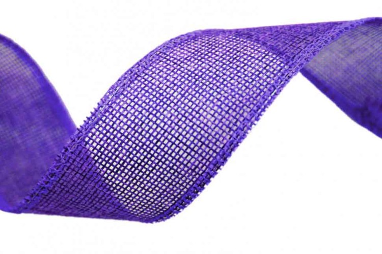 5511-40/1 Лента декоративная из искусственного льна с проволокой 4 см*25 ярд сиреневый 1/60