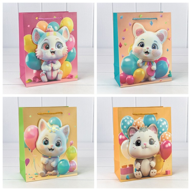 000270E	Пакет подарочный с 3D аппликацией "Детский" (микс 270) 18*23*10 210г 1/20 1/360