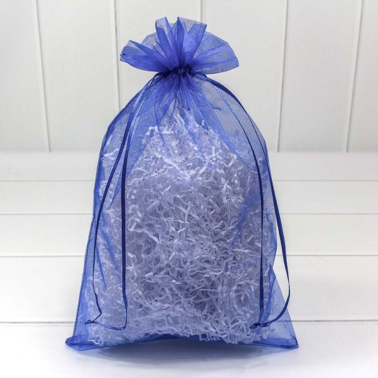 000801-2K Мешочки из органзы 20*30 см однотонные синий 1/100 1/3000