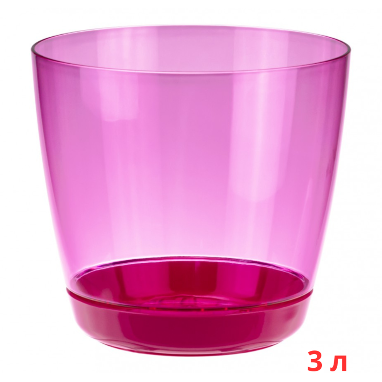 М3051/3 Кашпо ОРХИДЕЯ D180мм 3л с поддоном  Розовый прозрачный