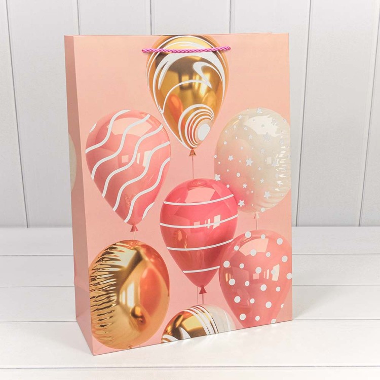 000129A Пакет подарочный с тиснением "Воздушные шары" (микс) 30*41,5*12 210г 1/20 1/80