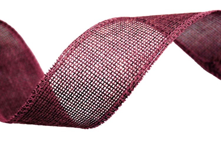 5511-40/19 Лента декоративная из искусственного льна с проволокой 4 см*25 ярд фиолетовый 1/60