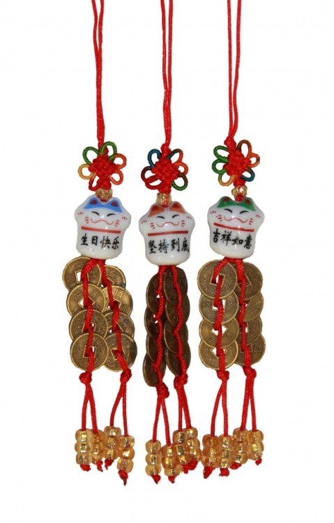 918-28 Подвеска кот удачи (фарфор) 11*1 см