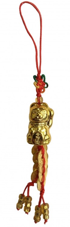 918-29 Подвеска кот удачи с монетками 13х1,5 см