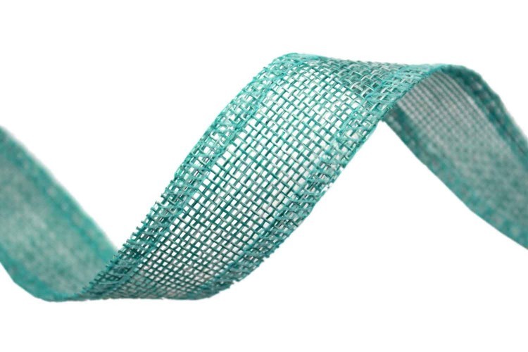 5511-25/14 Лента декоративная из искусственного льна с проволокой 2,5 см*25 ярд небесно-голубой 1/100