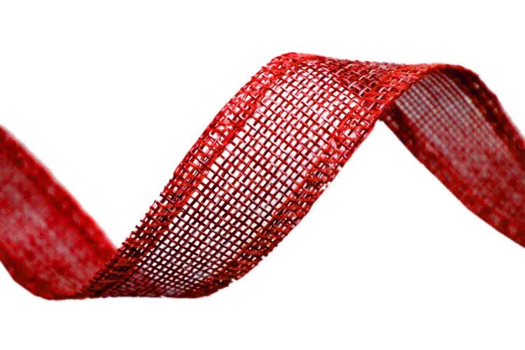 5511-25/15 Лента декоративная из искусственного льна с проволокой 2,5 см*25 ярд светло-бордовый 1/100