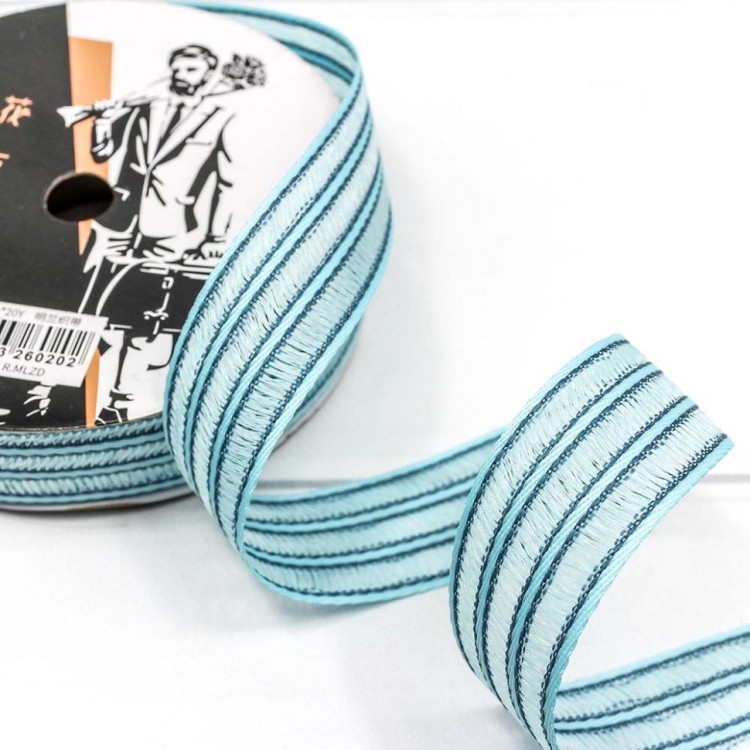 543-26/3 Лента декоративная с бахромой (полиэстер) 2,6 см*20 ярд голубой 1/8 1/192  