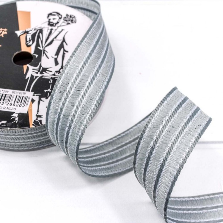 543-26/2 Лента декоративная с бахромой (полиэстер) 2,6 см*20 ярд серый 1/8 1/192  