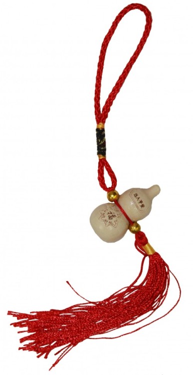 918-4 Подвеска Тыква горлянка "Счастье" (белая,под дерево) 20х3,5х2 см