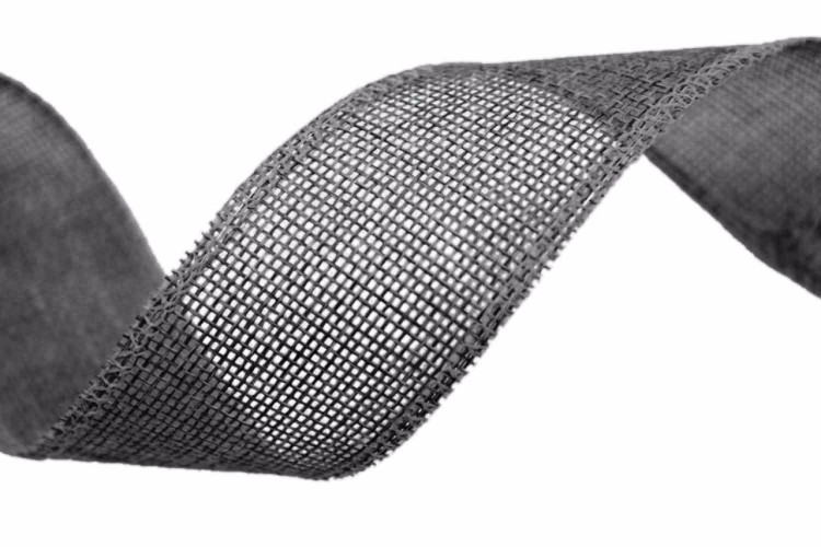 5511-25/17 Лента декоративная из искусственного льна с проволокой 2,5 см*25 ярд серый 1/100