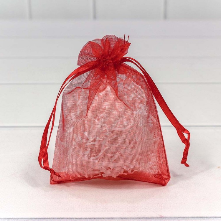 000801-3I Мешочки из органзы 9*12 см однотонные красный 1/100 1/5000