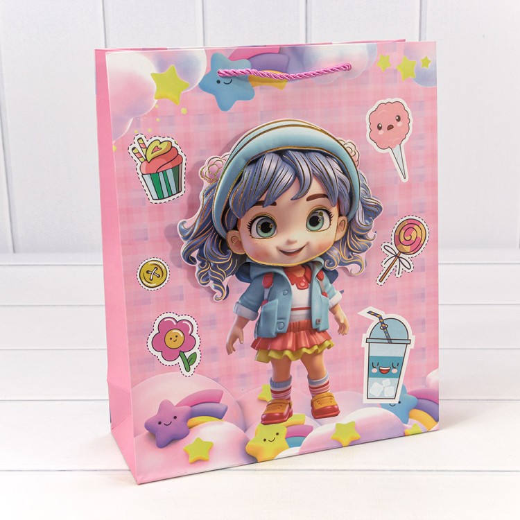 000265C	Пакет подарочный с 3D аппликацией "Детский" (микс 265) 26*32*10 210г 1/20 1/240