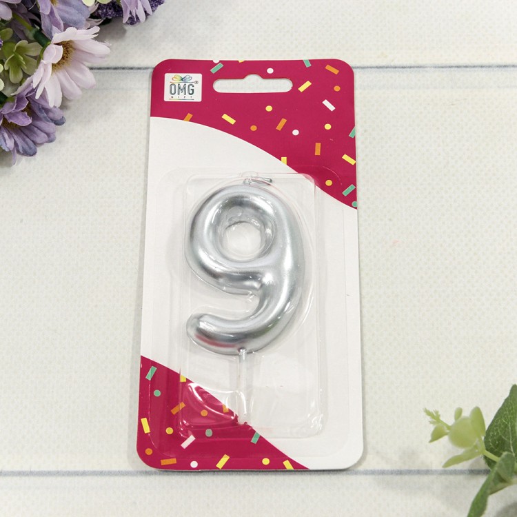 20014/9 Свеча для торта Цифра 9 Серебряный 6см 1/12 1/120 20014/9 Свеча для торта Цифра 9 Серебряный 6см 1/12 1/120