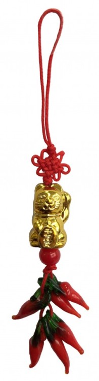 918-7 Подвеска Кот удачи с перчиками 12*1,5 см