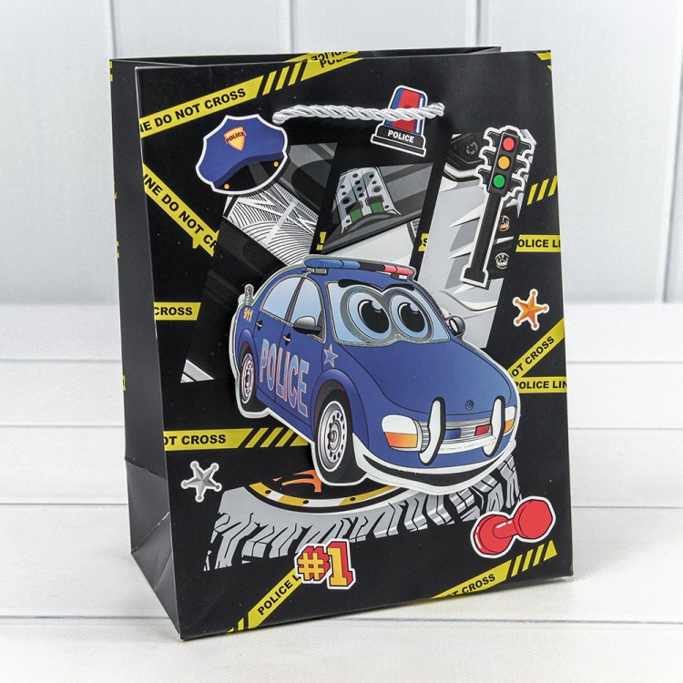 000253E	Пакет подарочный с 3D аппликацией "Машинки" (микс) 18*23*10 210г 1/20 1/360			